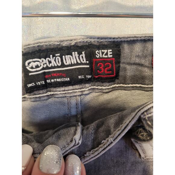 Vintage Ecko Unltd. Men 32x30 Gray MidWash Faded Skinny Jeans Hip Hop Streetwear - Picture 5 of 8